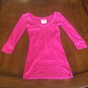 Pink Hollister 3/4 Sleeve Rhinestone Studded Top